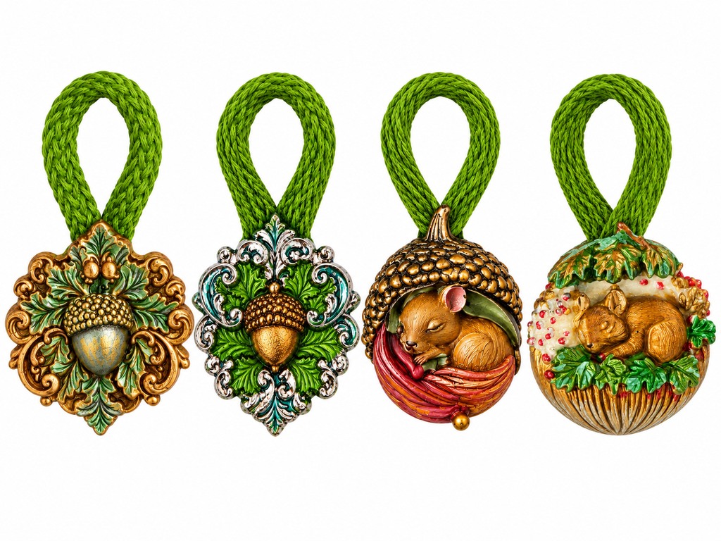 Set of 4 woodland tree ornaments