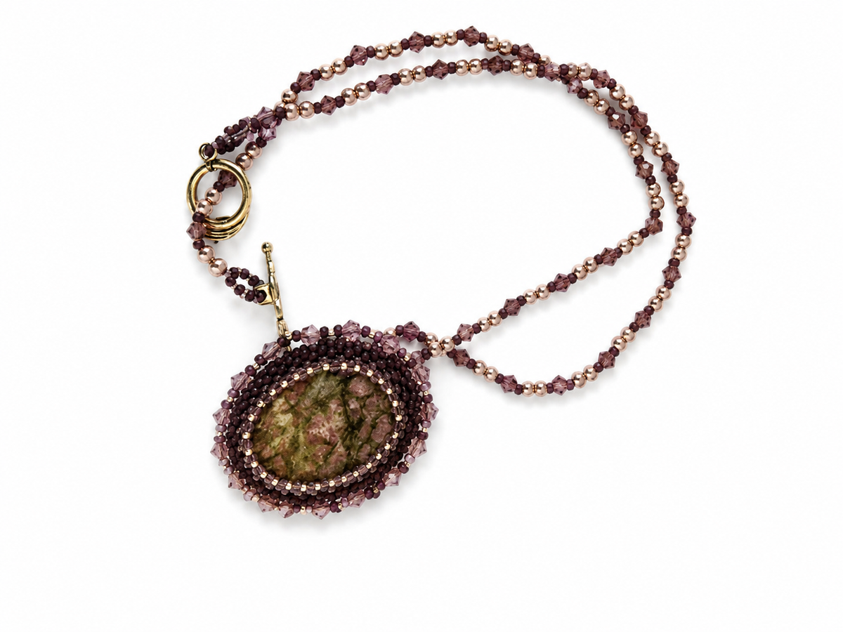 Amethyst and Peridot stone beaded necklace