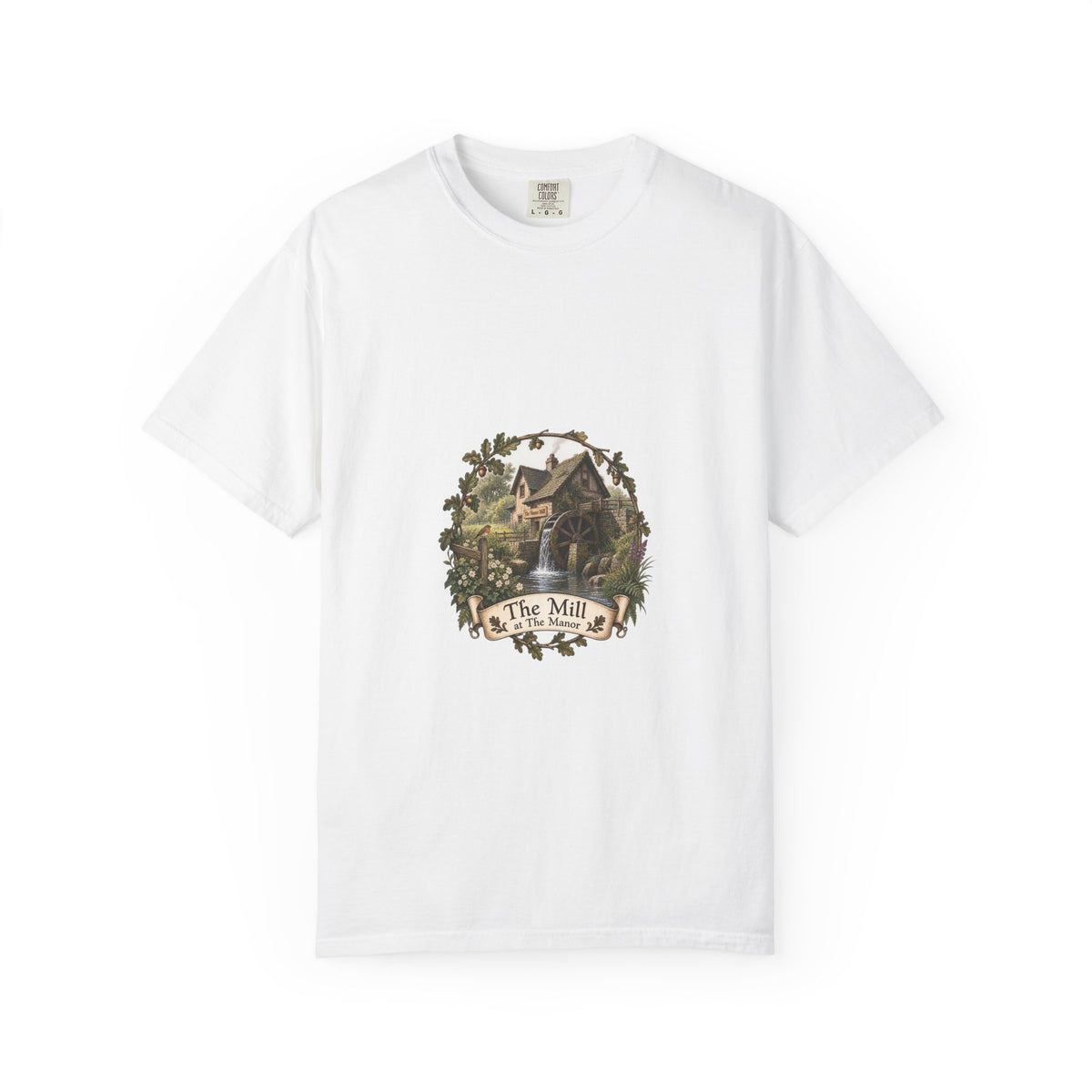 Rustic Watermill Tee — Vintage Cottage Mill Illustration