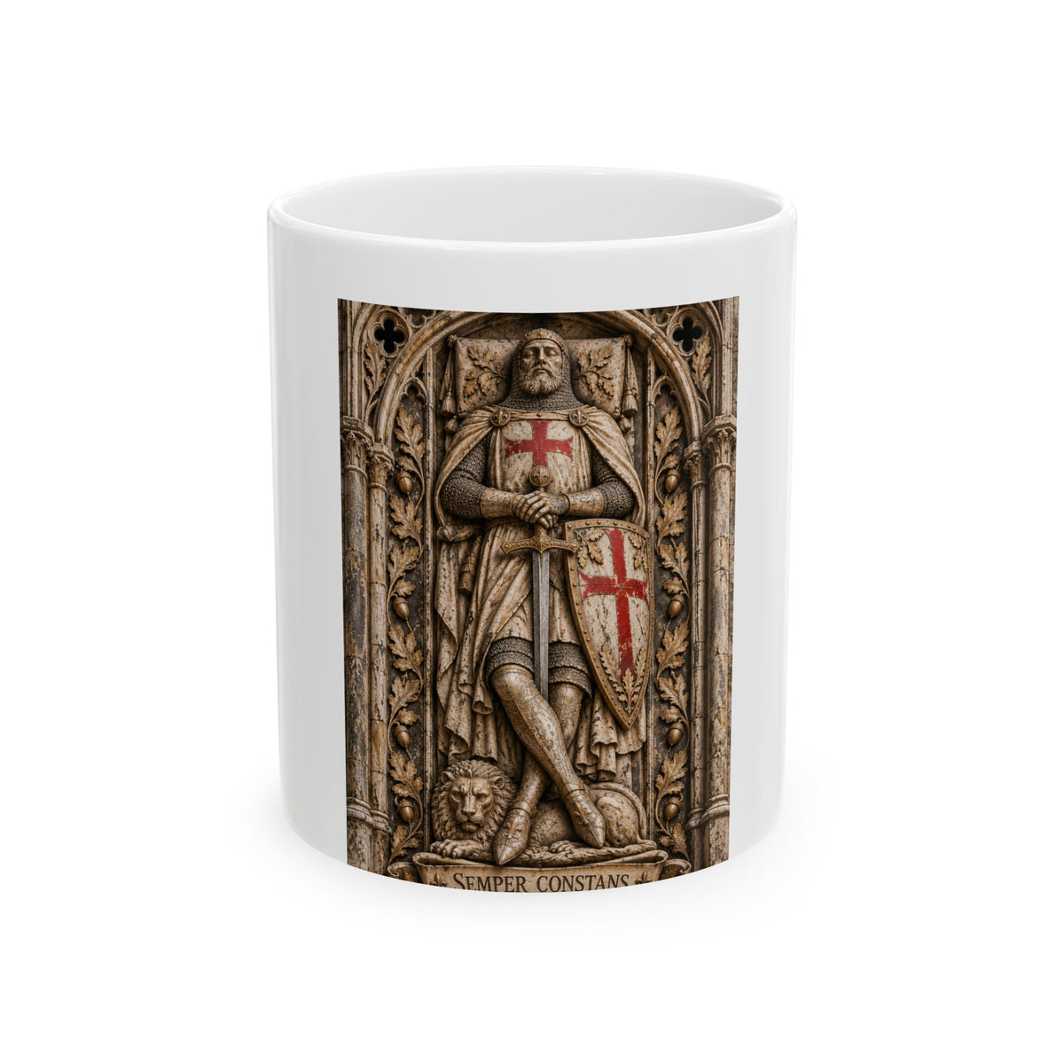 Knight Templar Ceramic Mug — Medieval Crusader Shield Design (11oz, 15oz)