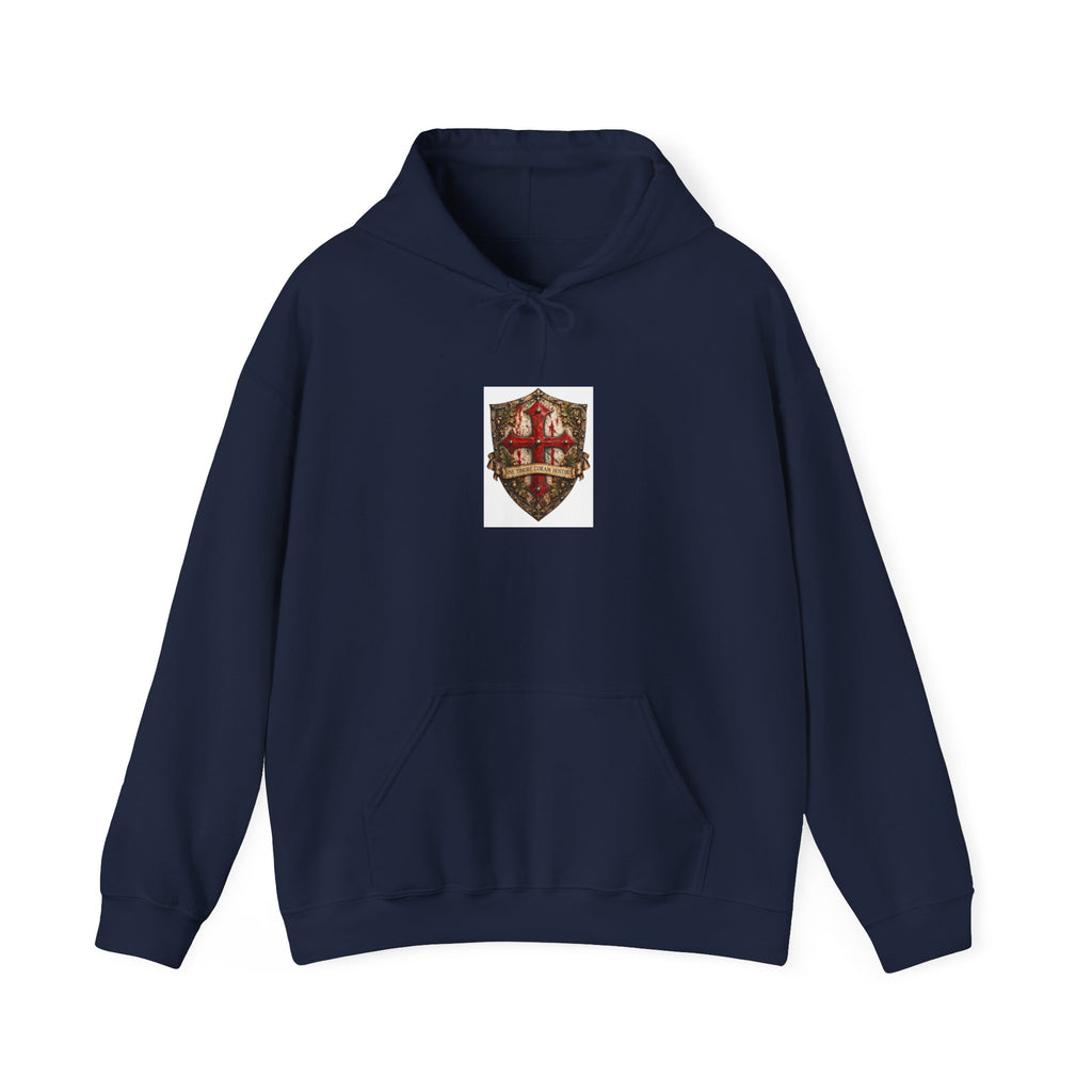 Heraldic Crest Hoodie — Medieval Shield Emblem Pullover