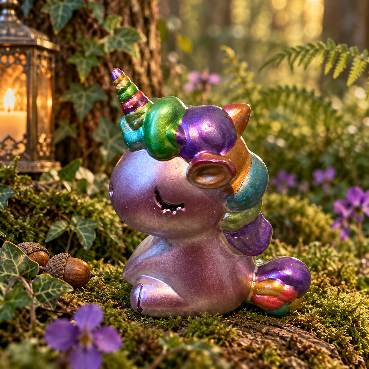 Unicorn ornament, bright fairy colours handmade