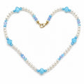 Sky Blue faceted focal beads with blue and white faux pearls and crystals 46cm