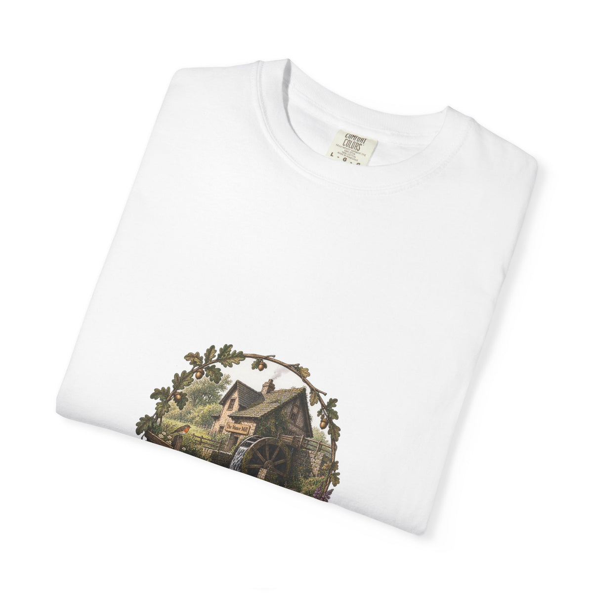 Rustic Watermill Tee — Vintage Cottage Mill Illustration