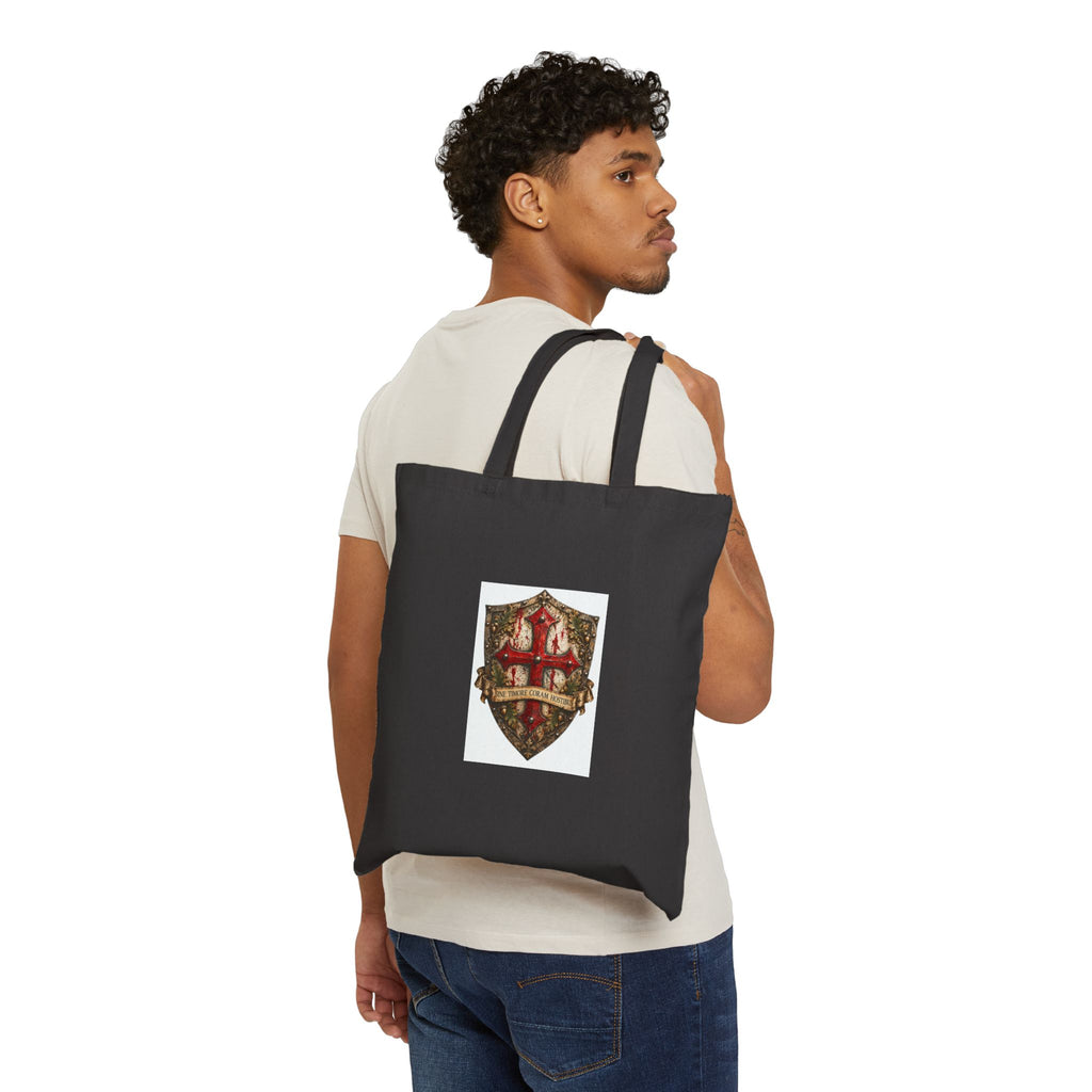 Vintage Heraldic Crest Tote Bag — Medieval Shield Canvas Grocery & Book Tote