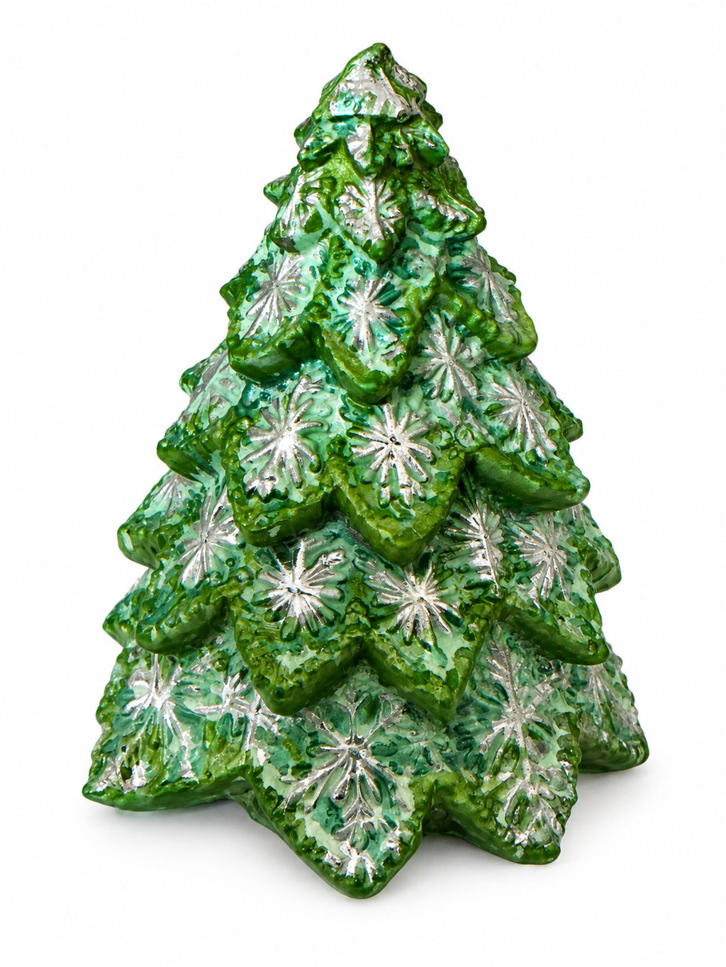 Christmas tree, green and silver in eco resin