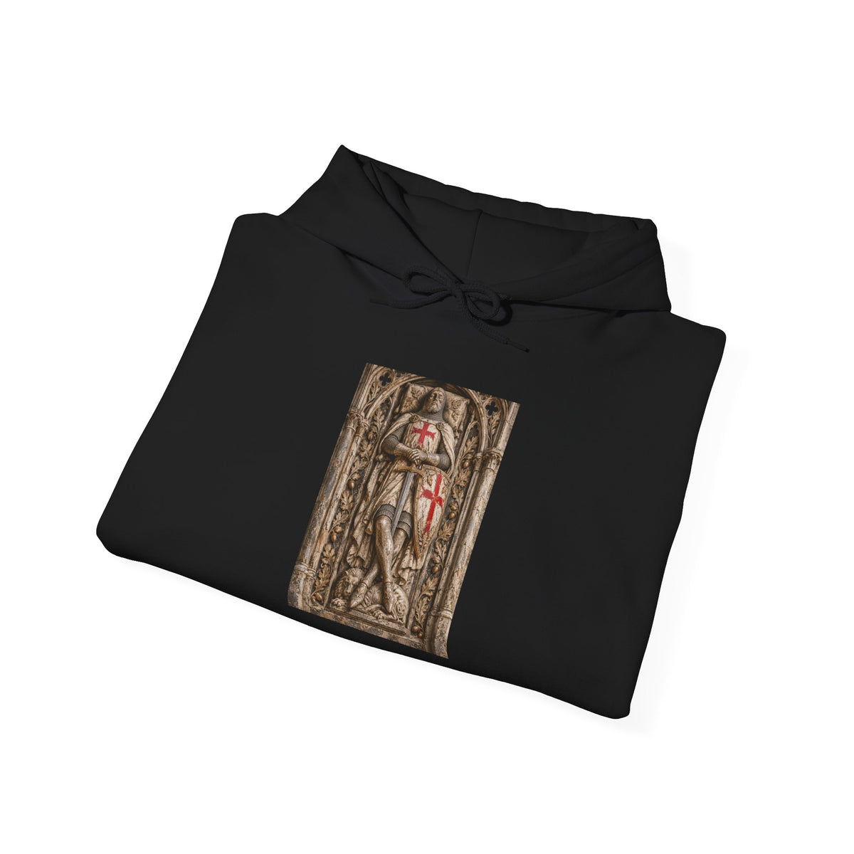 Medieval Knight Tapestry Hoodie — Gothic Cross Armor Art Sweatshirt