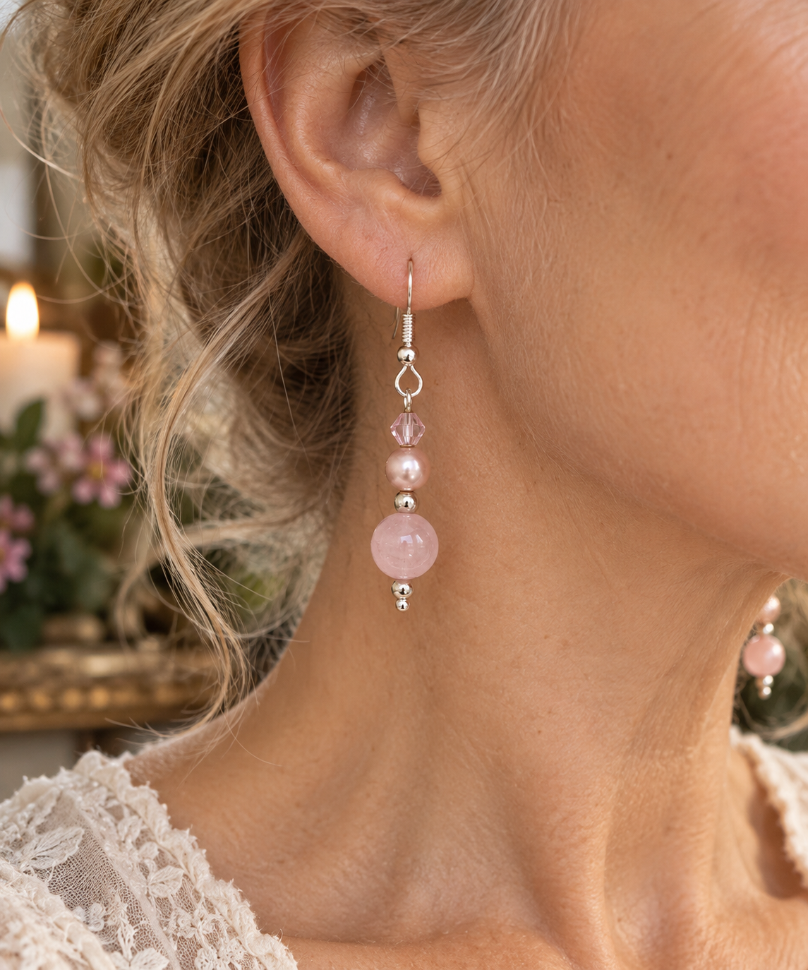 Rose quartz earrings