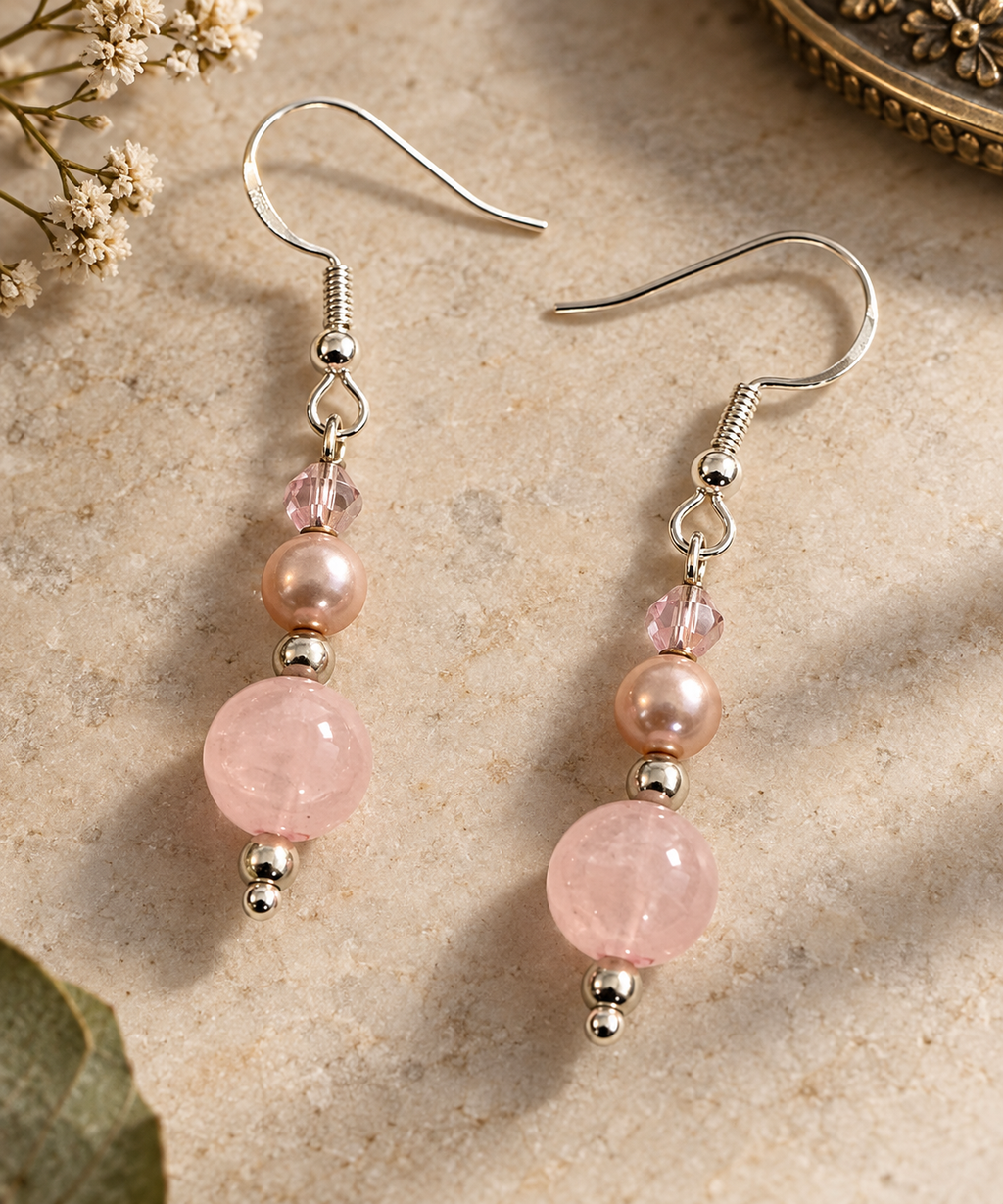 Rose quartz earrings