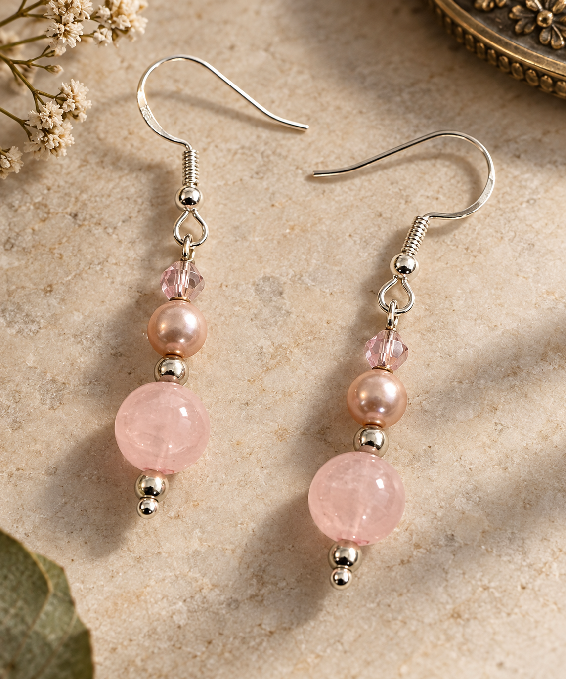 Rose quartz earrings