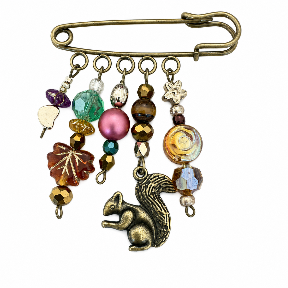 Squirrel brooch, scary pin, cloak clasp, antique bronz