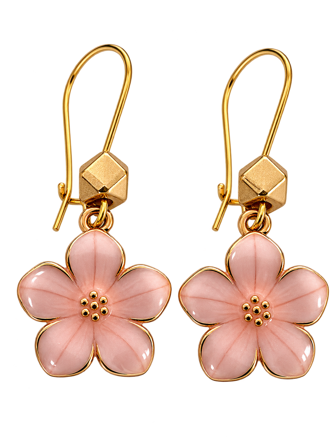 Pink Daisy enamel Earrings
