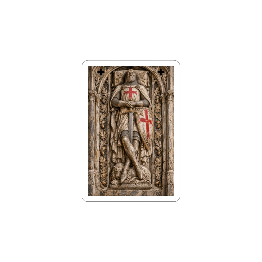Templar Knight Stone Carving Sticker — Medieval Crusader Kiss-Cut Decal