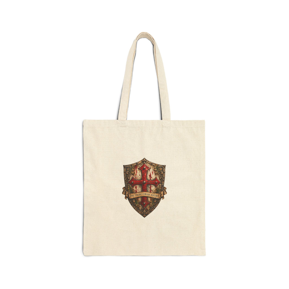 Vintage Heraldic Crest Tote Bag — Medieval Shield Canvas Grocery & Book Tote