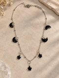 Moon and stars Halloween necklace, resin celestial necklace