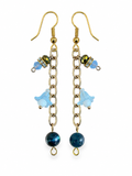 Aqua blue drop earrings on gold tone chain