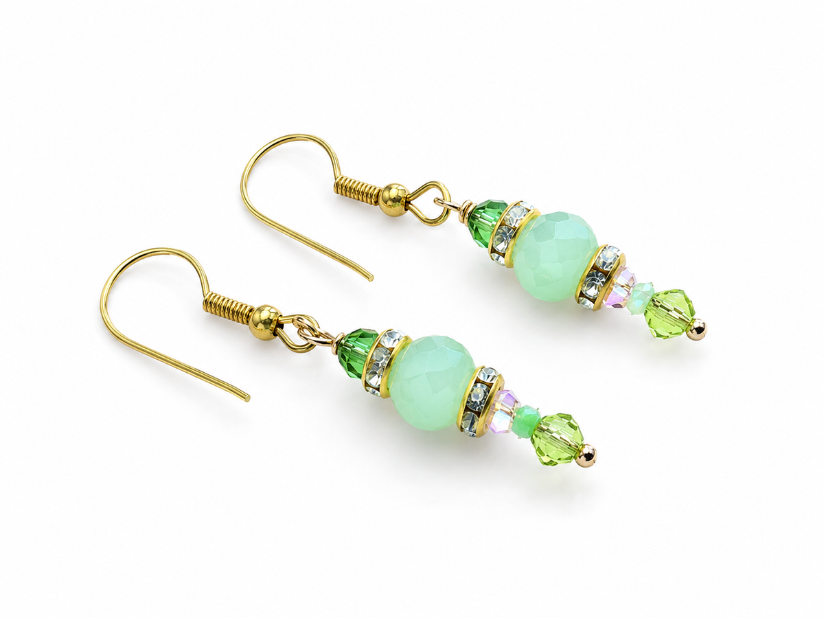 Green crystal earrings