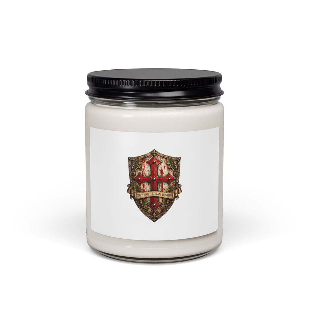 Heraldic Crest Soy Candle — 9oz Scented Jar (Medieval Shield Design)