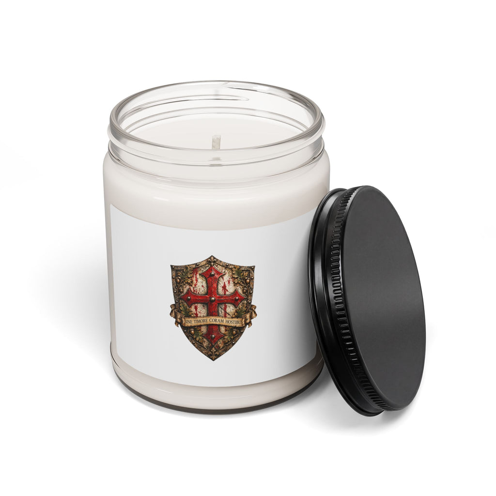 Heraldic Crest Soy Candle — 9oz Scented Jar (Medieval Shield Design)