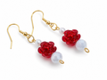 Red rose and pearl acrylic earrings