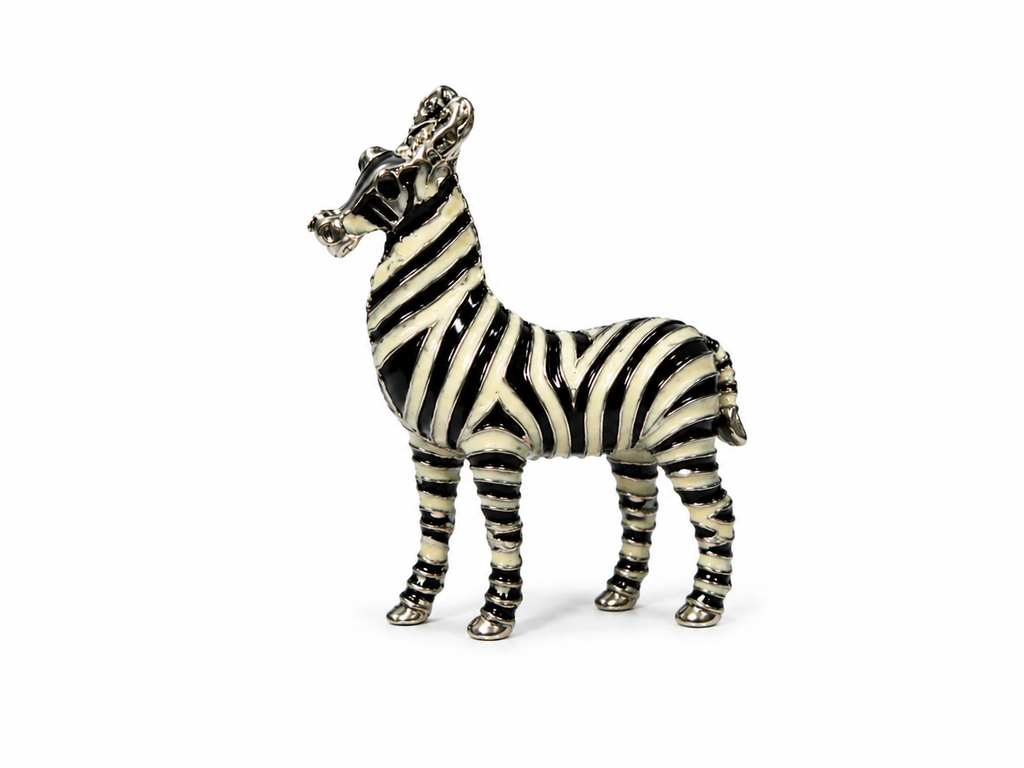 Enamel on metal Zebra Brooch