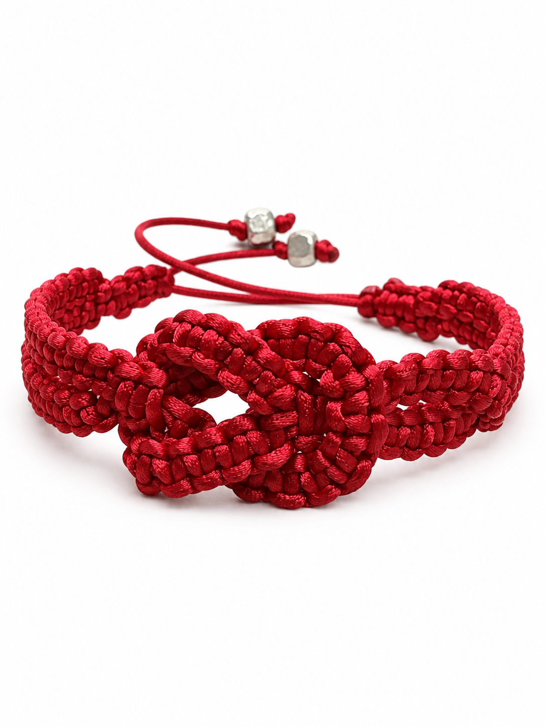 Red macrame eternity bracelet