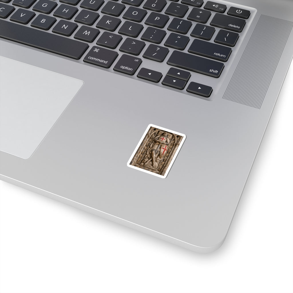 Templar Knight Stone Carving Sticker — Medieval Crusader Kiss-Cut Decal