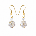 Rose drop earrings, with gold accents
