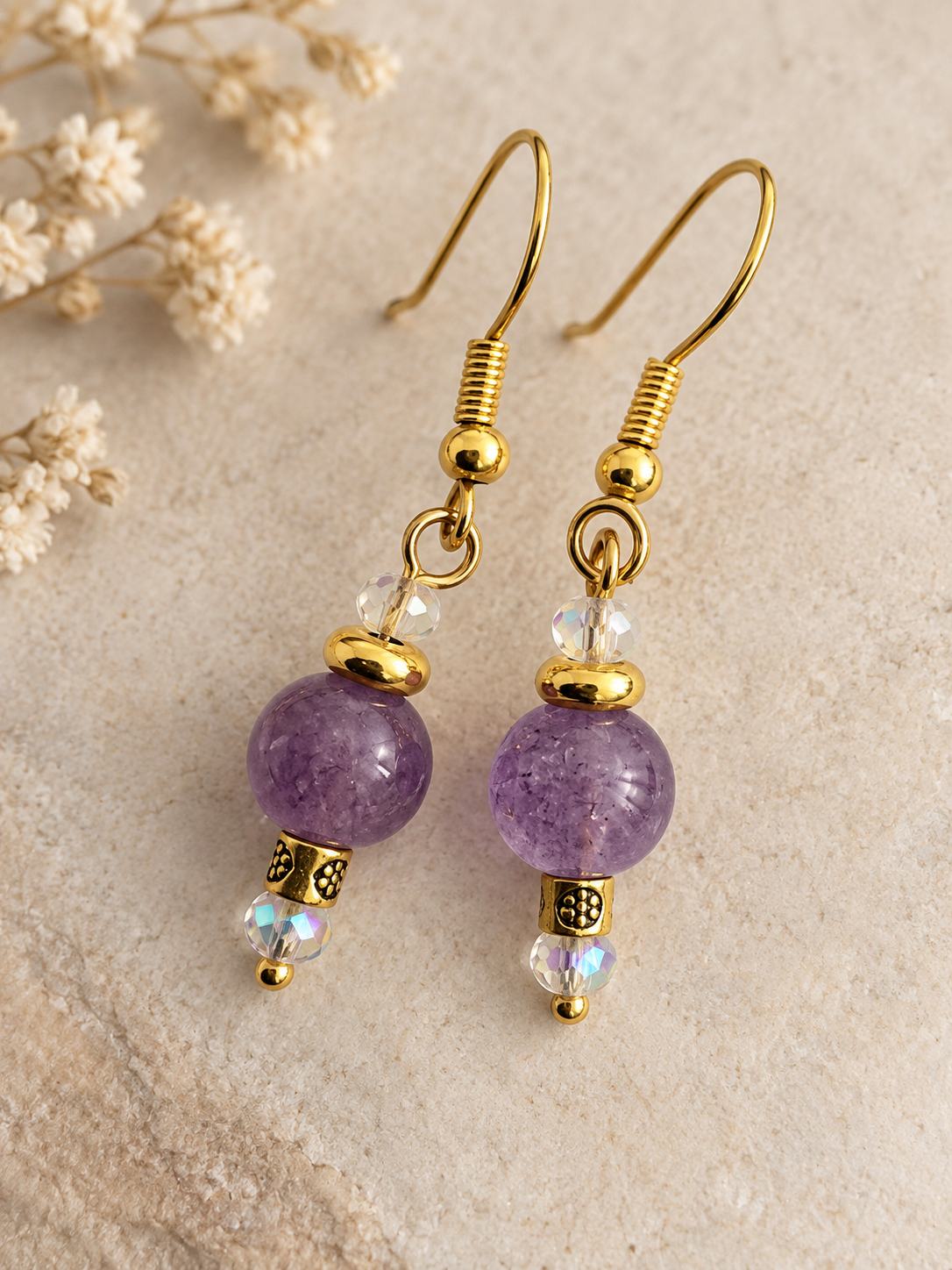 Lavender amethyst drop earrings