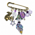 Squirrel brooch (2) clasp, pin, rose, star, bow purple glass beads