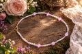 Rose Quartz, pink crystals, faux pearls 46cm +extender