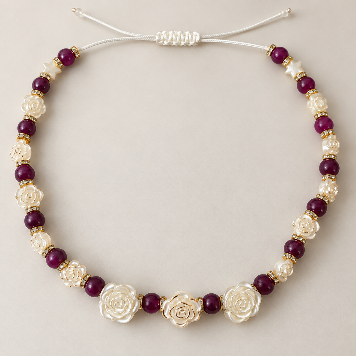 Rose, plum agate jewellery set