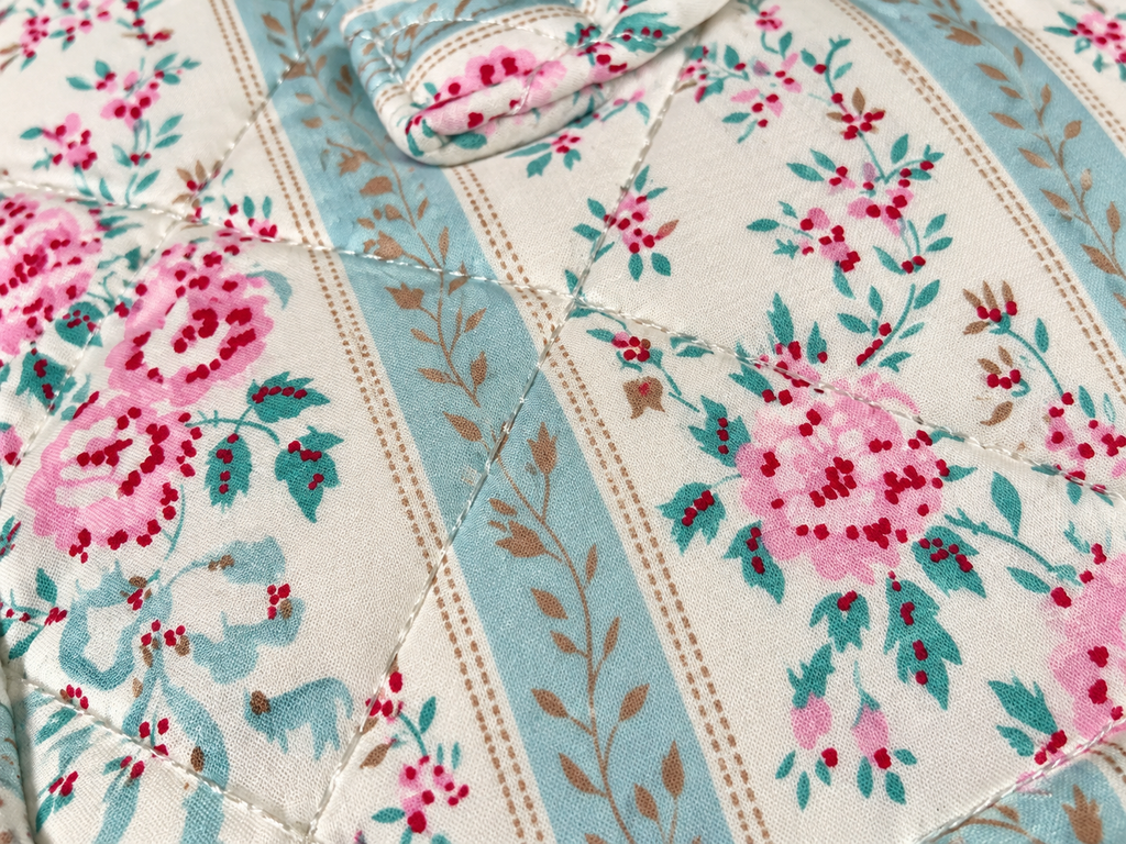 Large boxy travel bag, double pink zip roses and blue