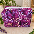 In rich purple cotton, zipped cosmetics