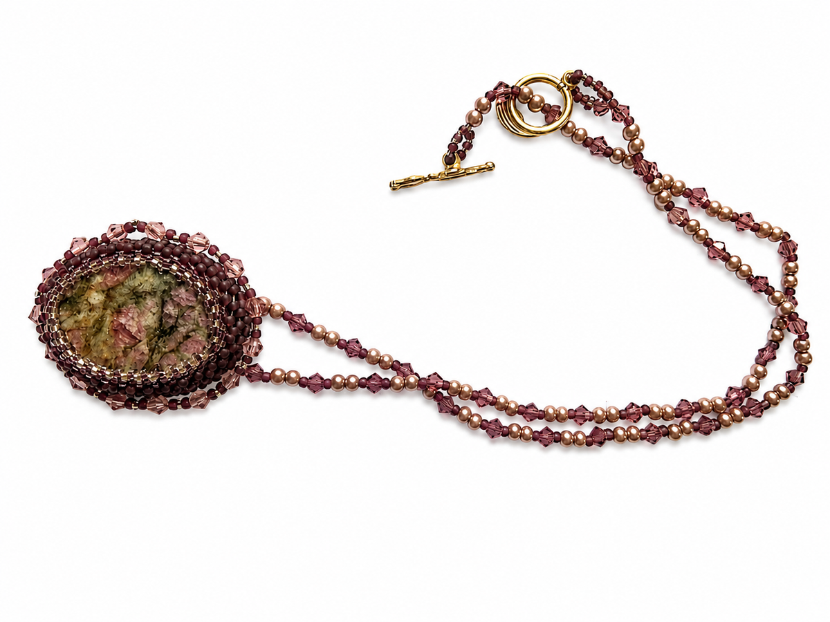 Amethyst and Peridot stone beaded necklace