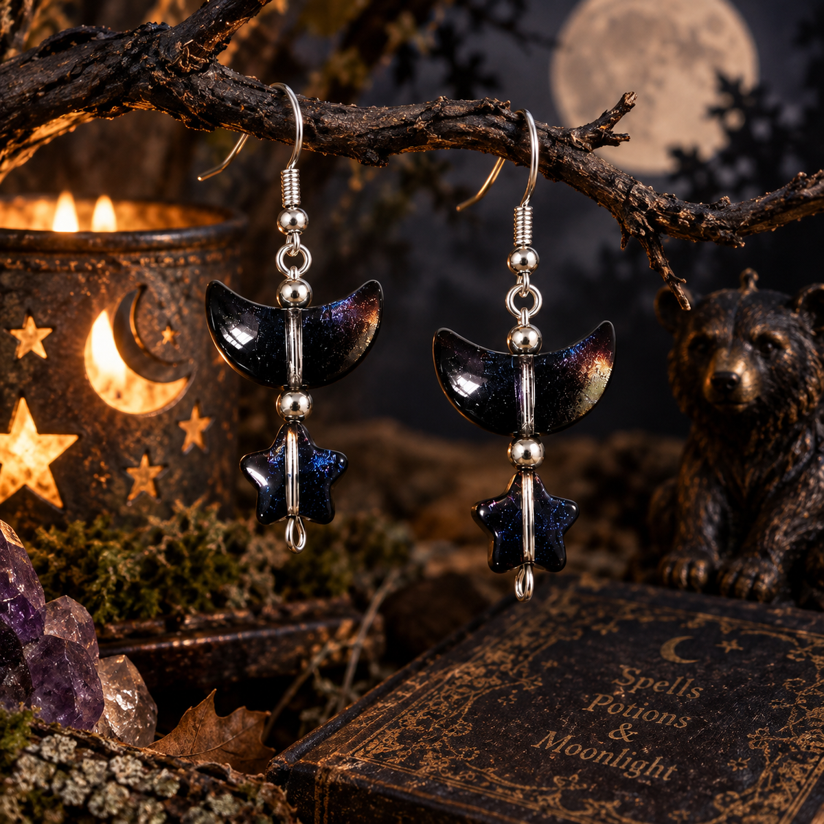 Moon and stars HalloweenEarrings