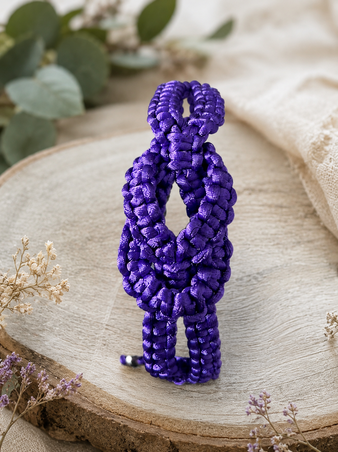 Purple eternity macrame bracelet