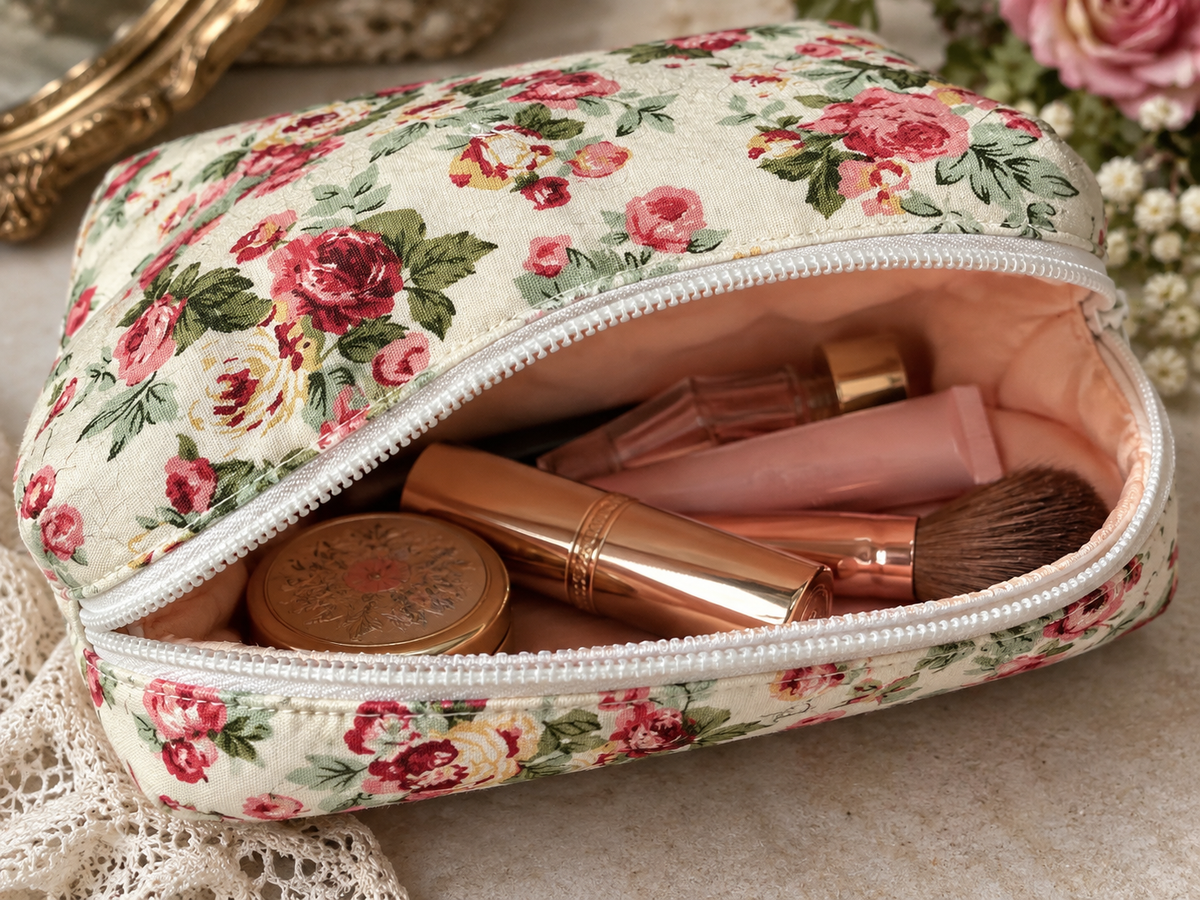 Boxy fully lined bag in country garden roses