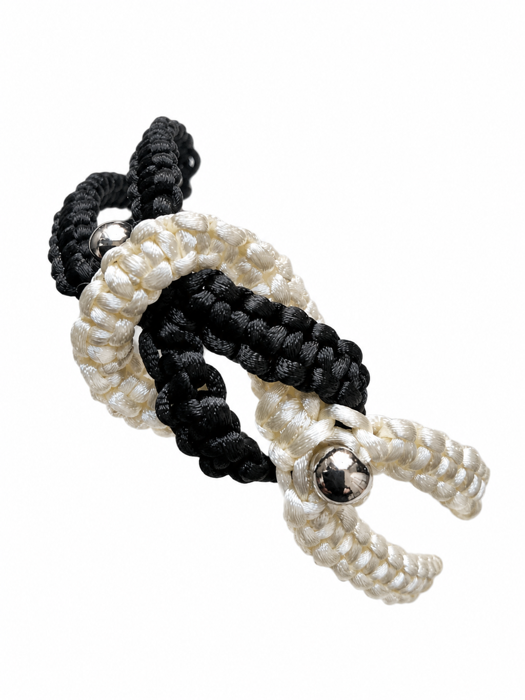 Black and white twisted macrame bracelet