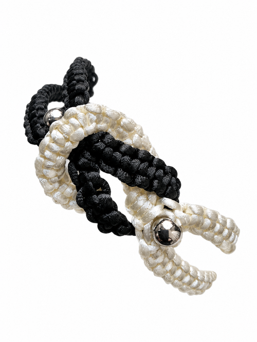 Black and white twisted macrame bracelet